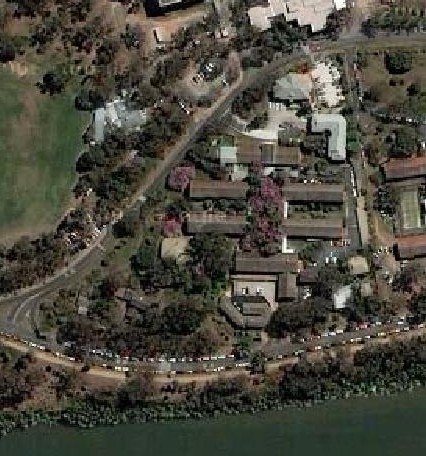 Aerial photo of St Johns College.